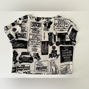 Fashion Nova Graphic Crop Top Black White Streetwear Print